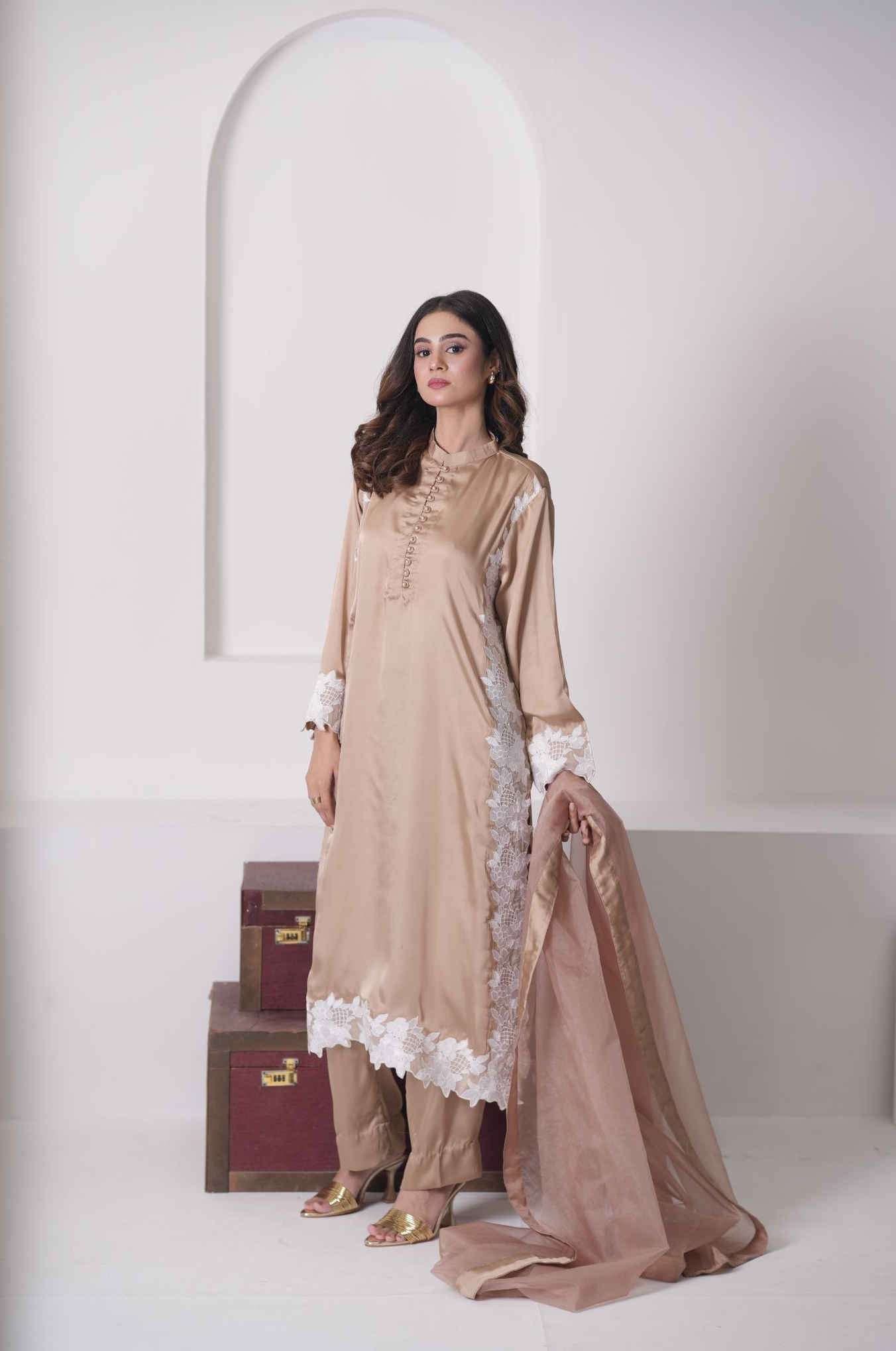Silk Suede Embroidered 3 Piece Suit for Women – Luxury Pakistani Designer Dress | Sadia Seema