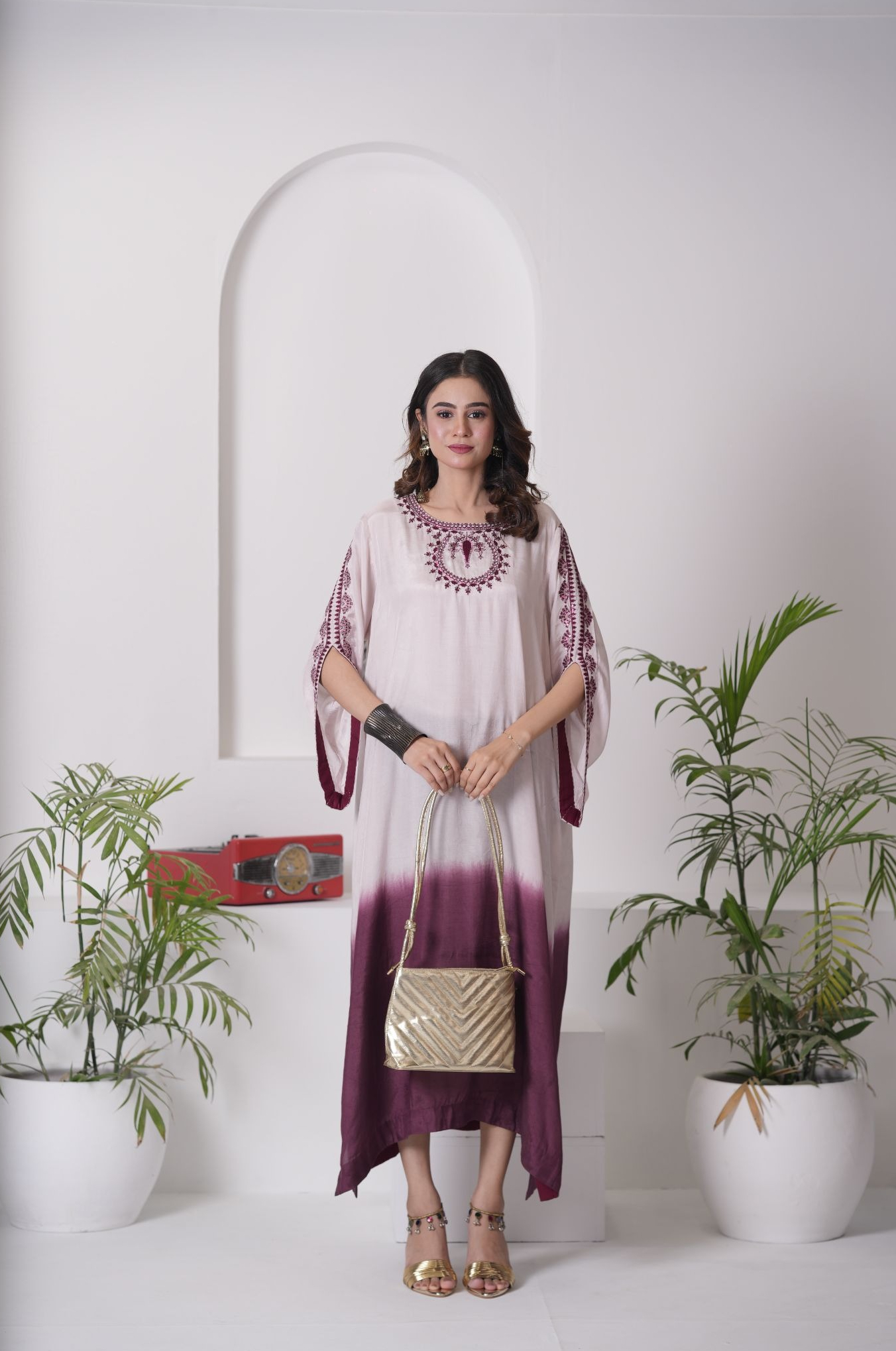 Kaftan Phantom Cotton Silk Dress for Women – Two Tone Ombre Designer One Piece Outfit | Sadia Seema