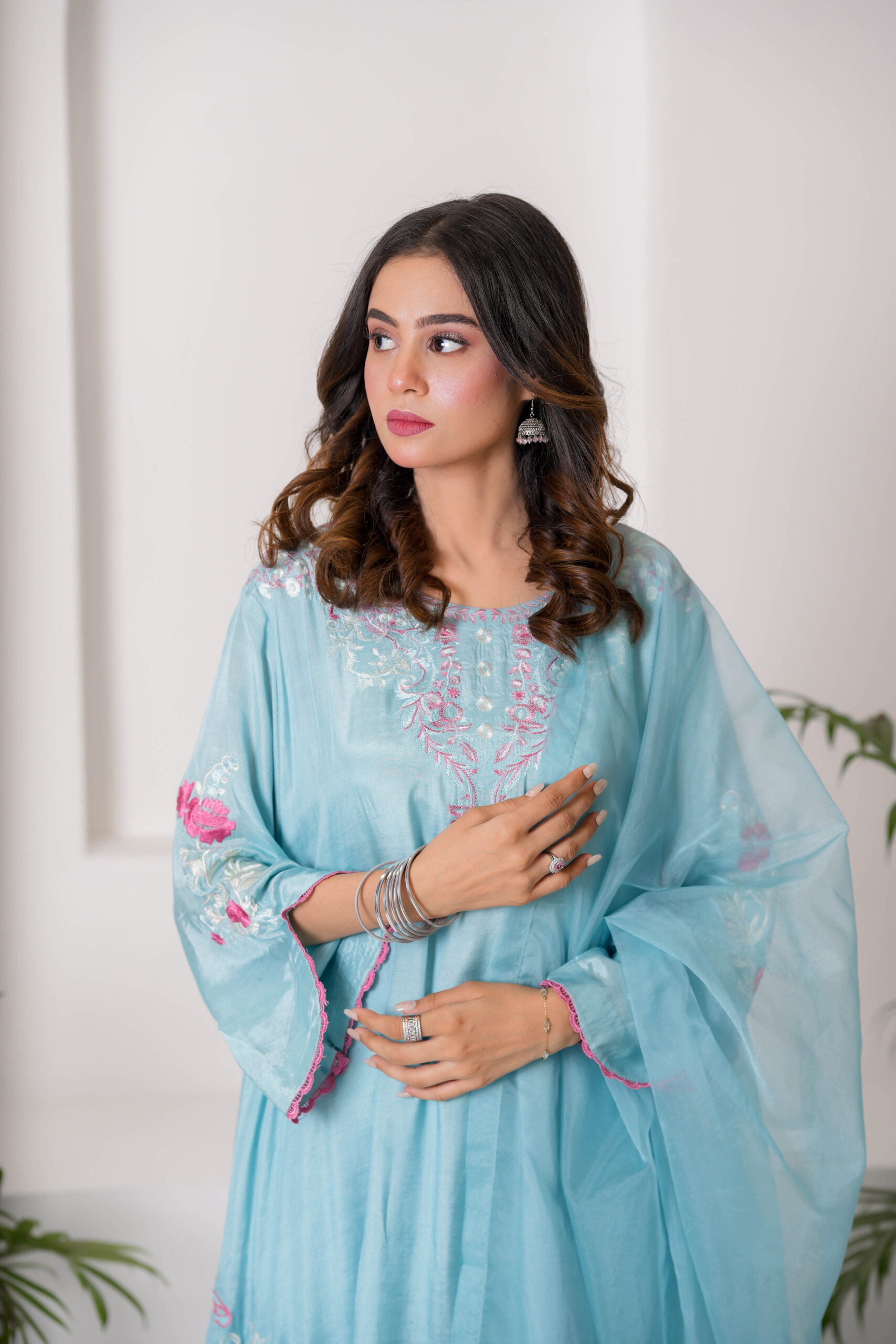 Sky Blue Embroidered Lawn Dress for Women – Elegant Pakistani Designer Wear | Sadia Seema - Image 10