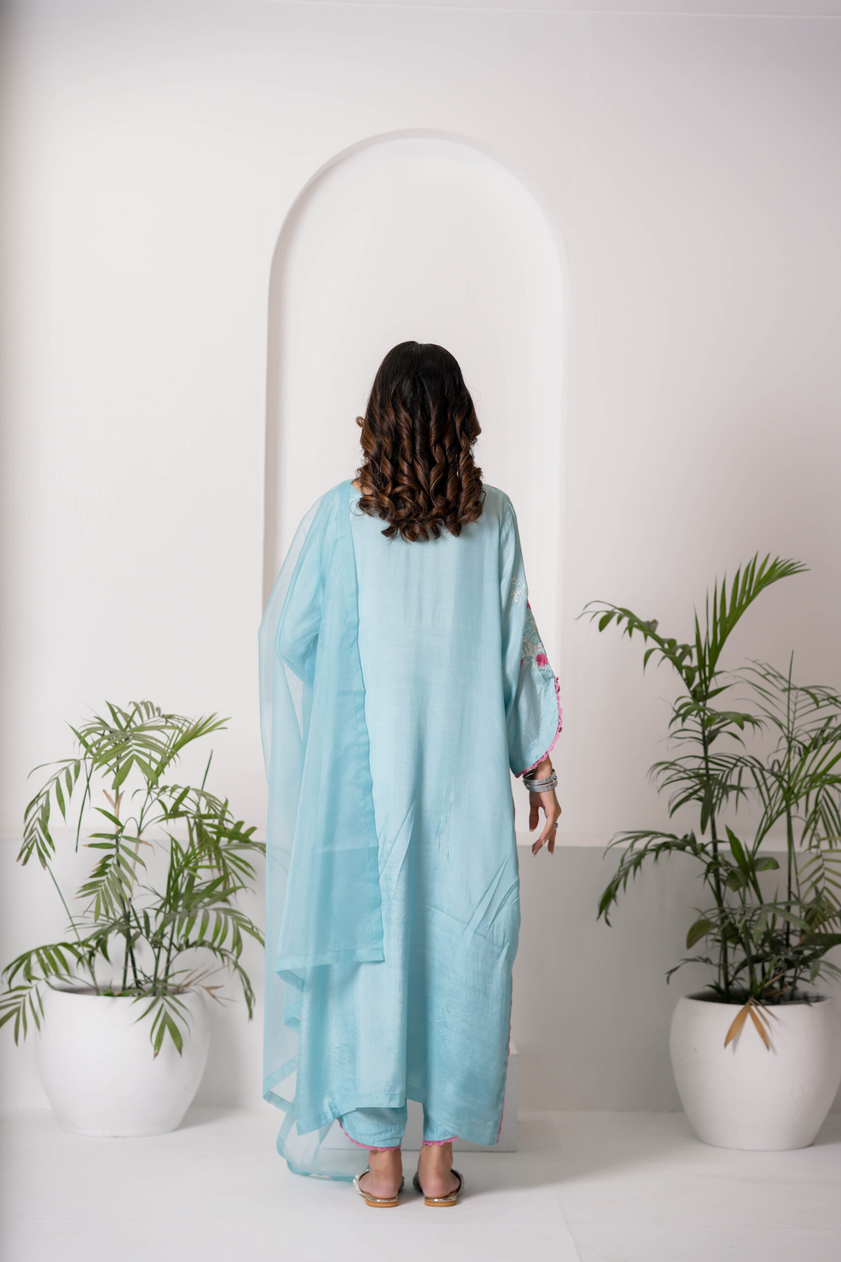 Sky Blue Embroidered Lawn Dress for Women – Elegant Pakistani Designer Wear | Sadia Seema - Image 7