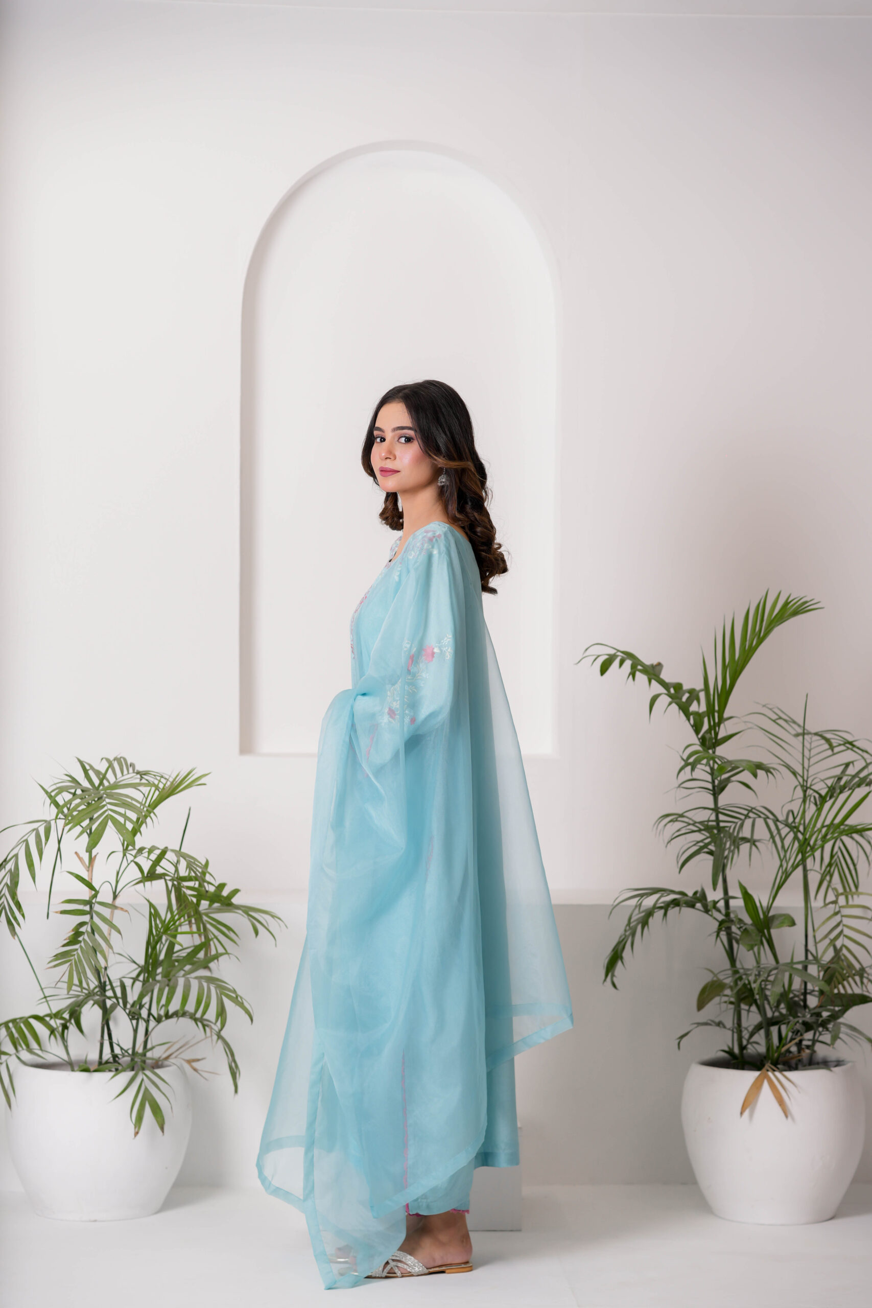 Sky Blue Embroidered Lawn Dress for Women – Elegant Pakistani Designer Wear | Sadia Seema - Image 6
