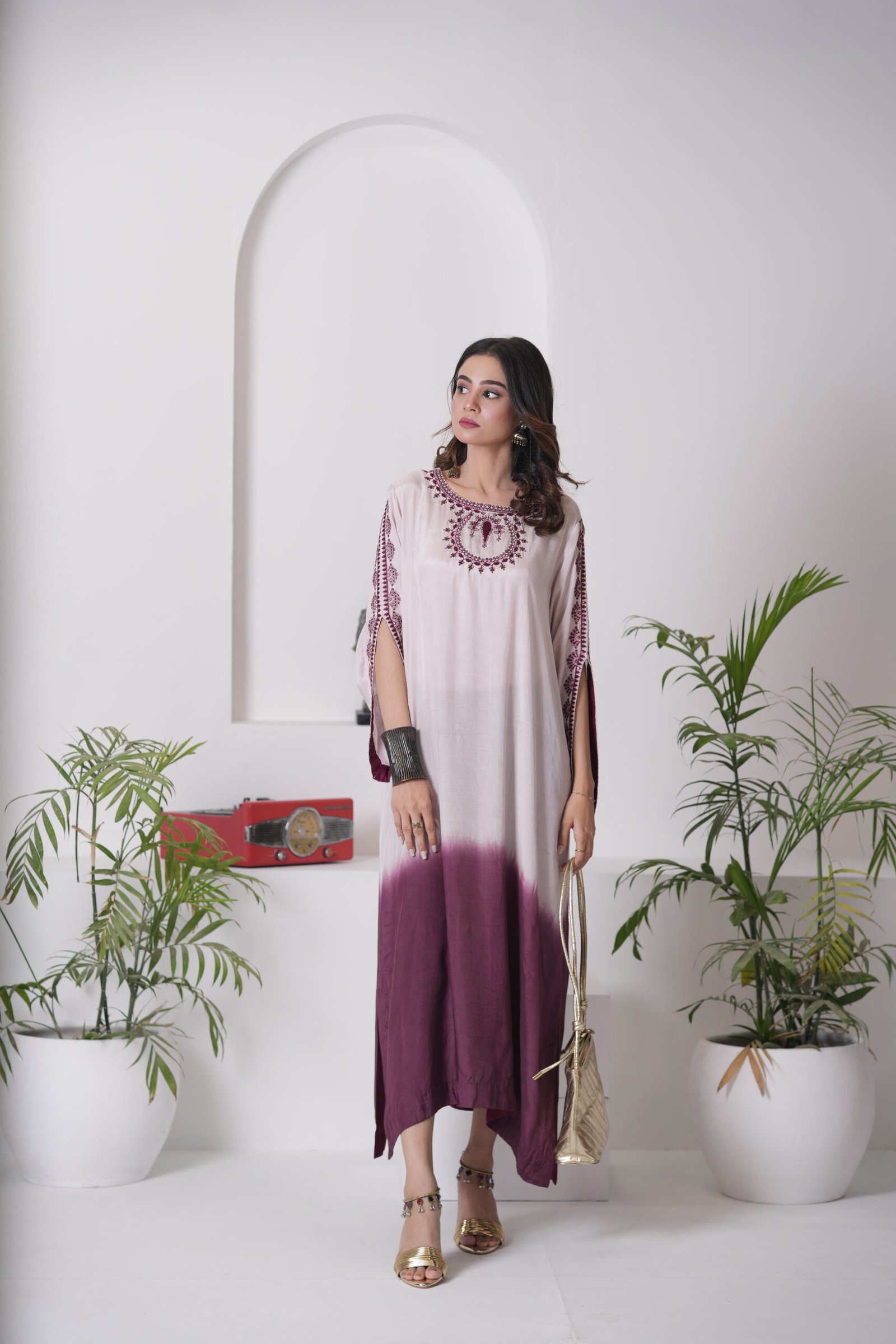 Kaftan Phantom Cotton Silk Dress for Women – Two Tone Ombre Designer One Piece Outfit | Sadia Seema - Image 20