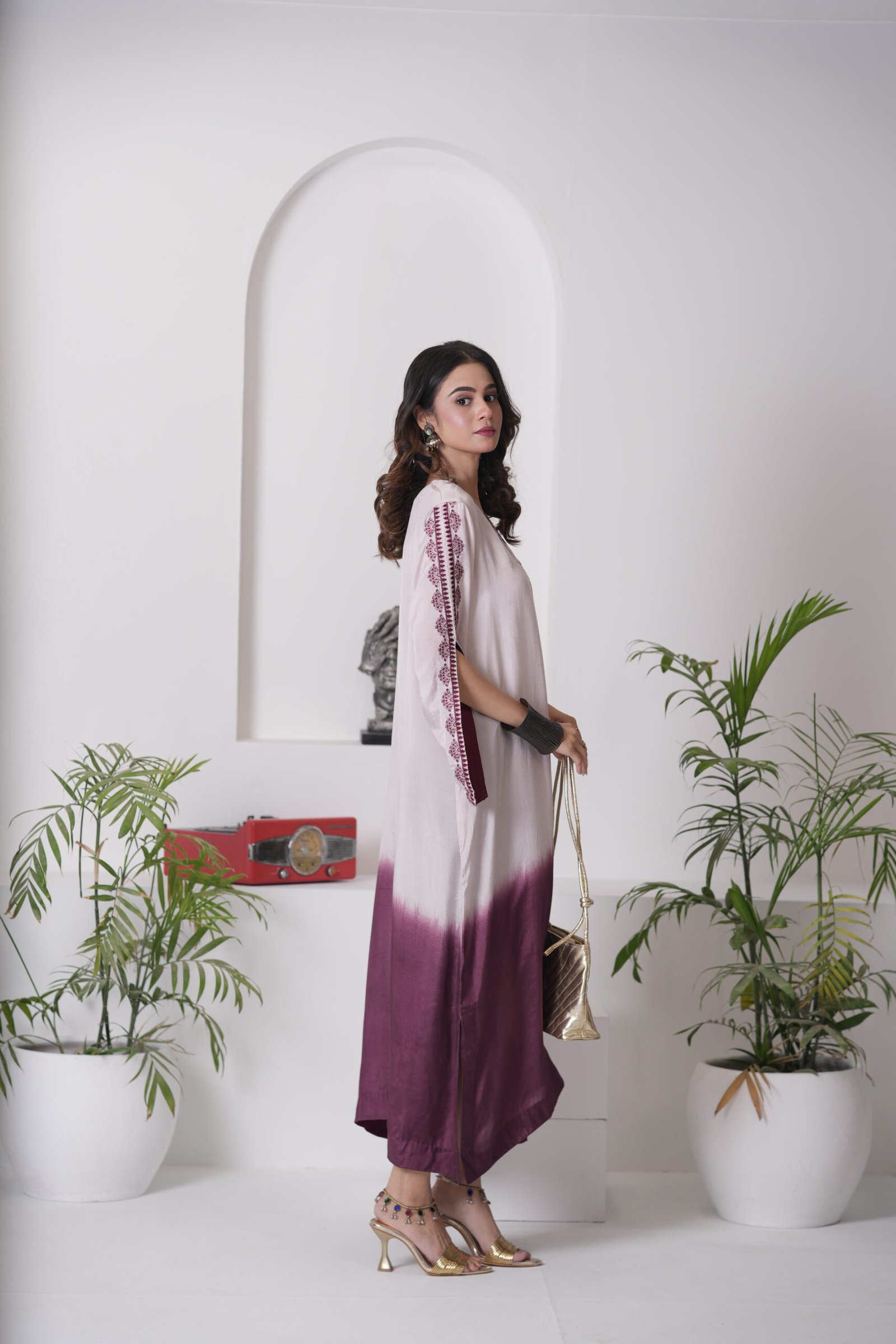 Kaftan Phantom Cotton Silk Dress for Women – Two Tone Ombre Designer One Piece Outfit | Sadia Seema - Image 18