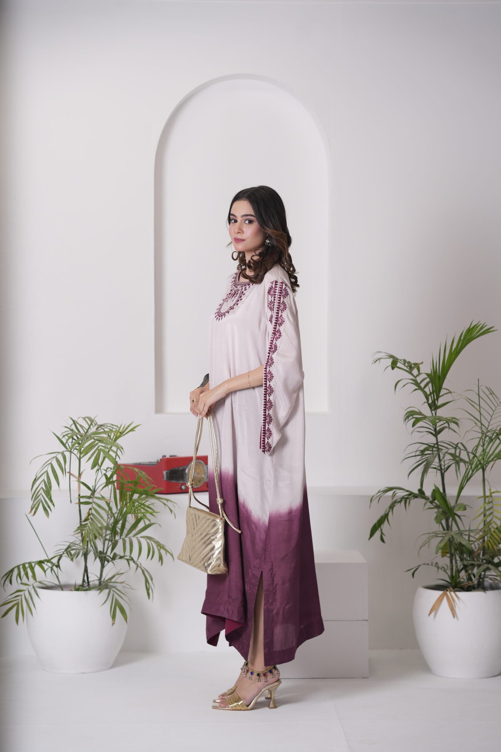 Kaftan Phantom Cotton Silk Dress for Women – Two Tone Ombre Designer One Piece Outfit | Sadia Seema - Image 17