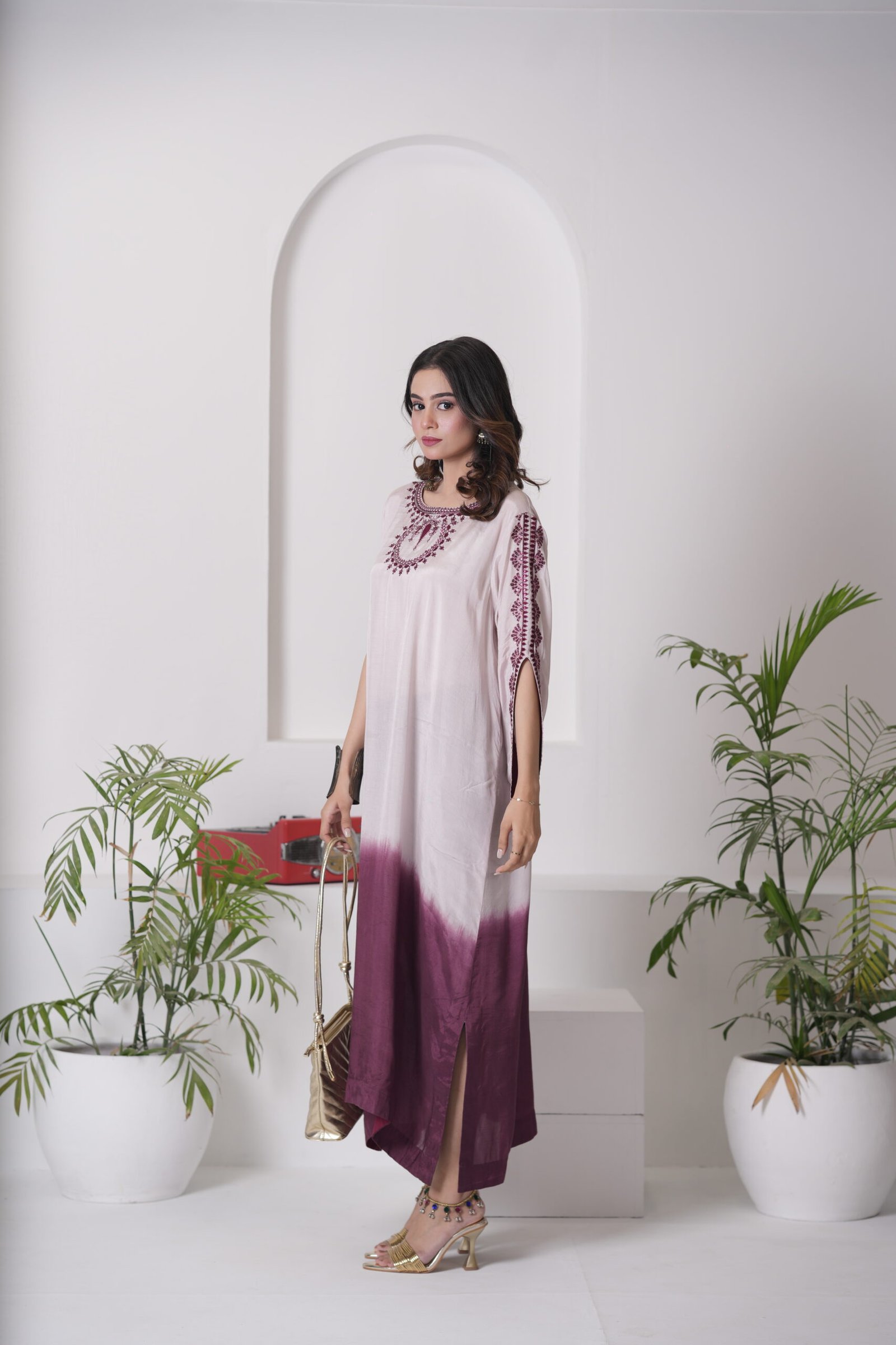 Kaftan Phantom Cotton Silk Dress for Women – Two Tone Ombre Designer One Piece Outfit | Sadia Seema - Image 16