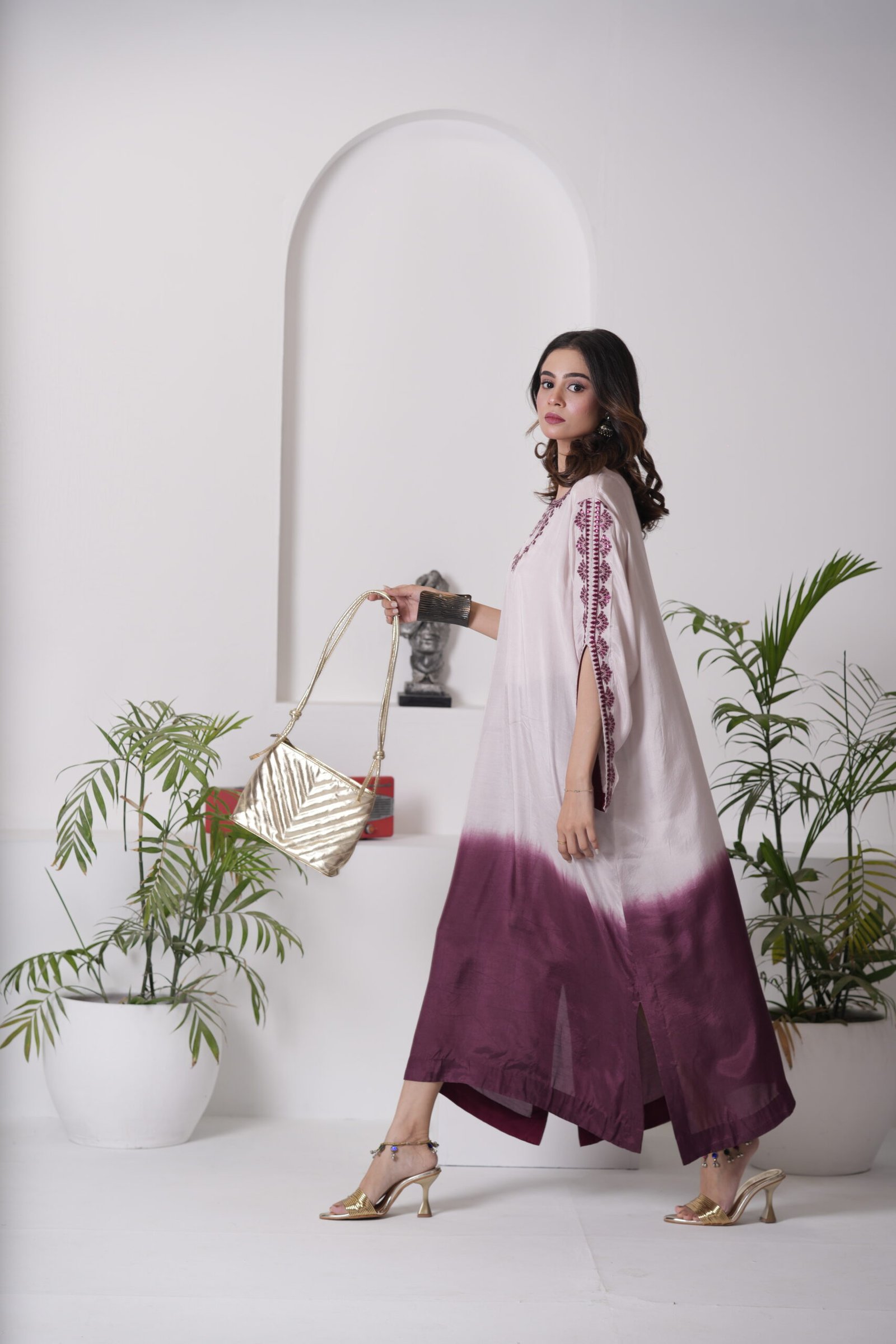 Kaftan Phantom Cotton Silk Dress for Women – Two Tone Ombre Designer One Piece Outfit | Sadia Seema - Image 15