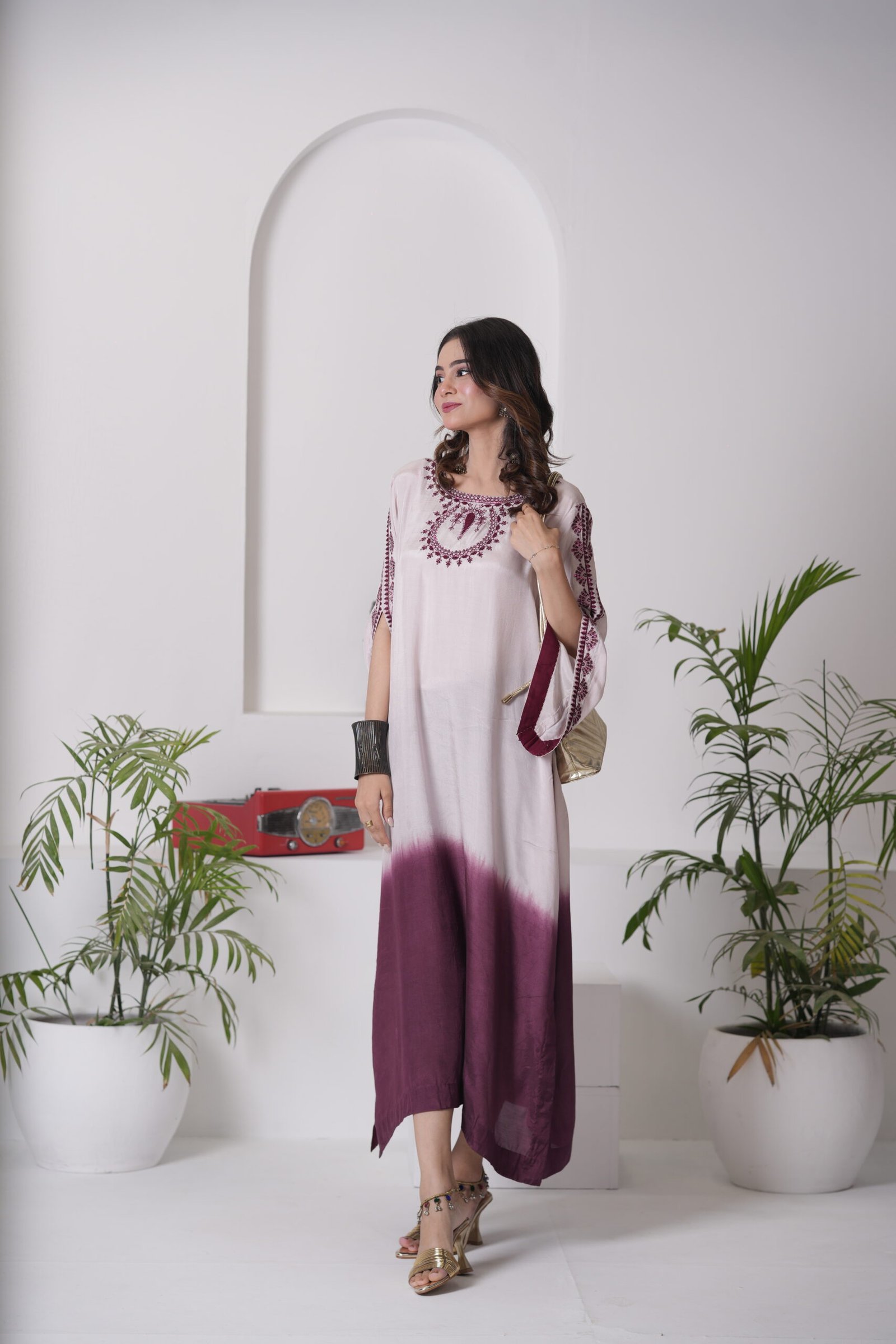 Kaftan Phantom Cotton Silk Dress for Women – Two Tone Ombre Designer One Piece Outfit | Sadia Seema - Image 13