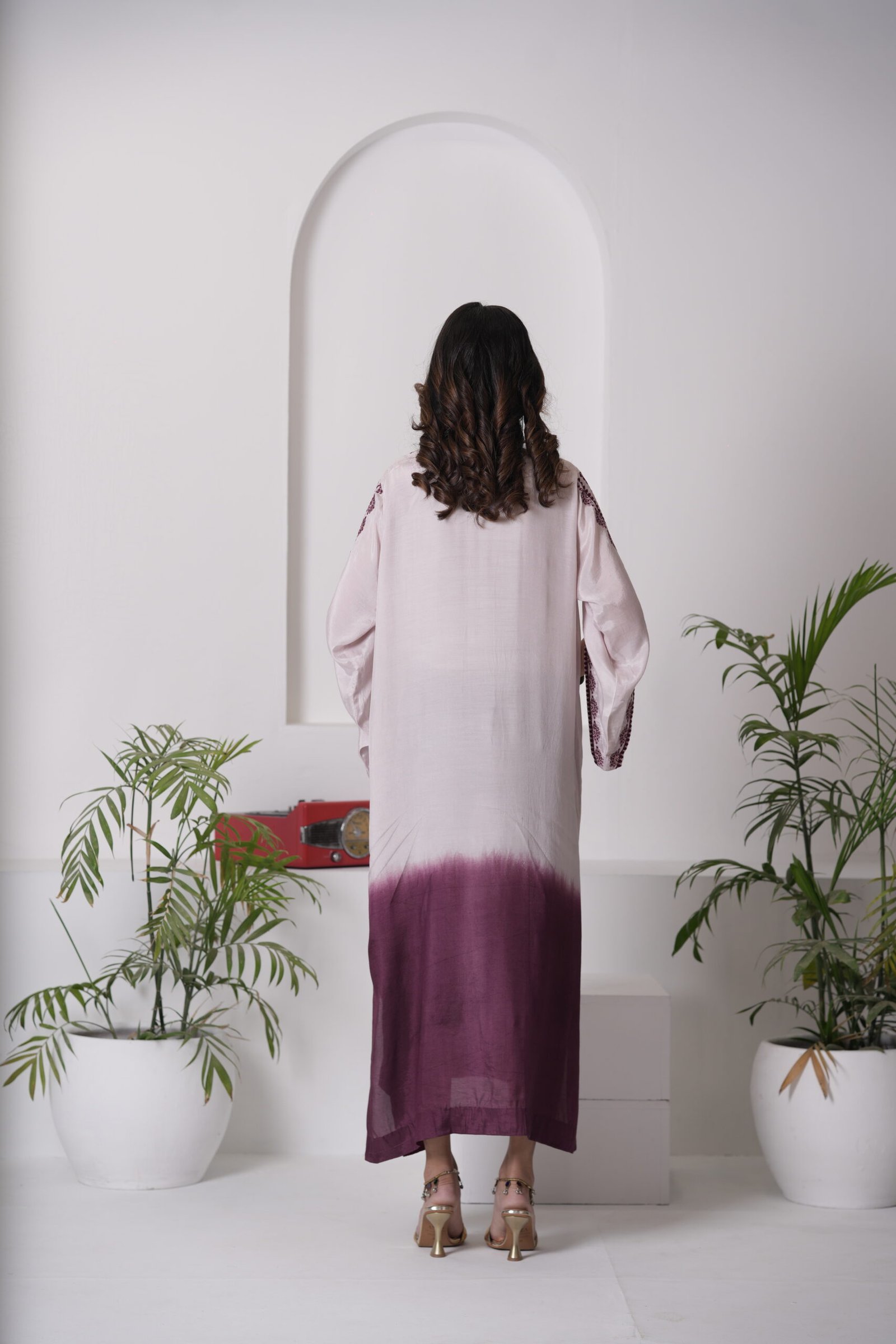 Kaftan Phantom Cotton Silk Dress for Women – Two Tone Ombre Designer One Piece Outfit | Sadia Seema - Image 11