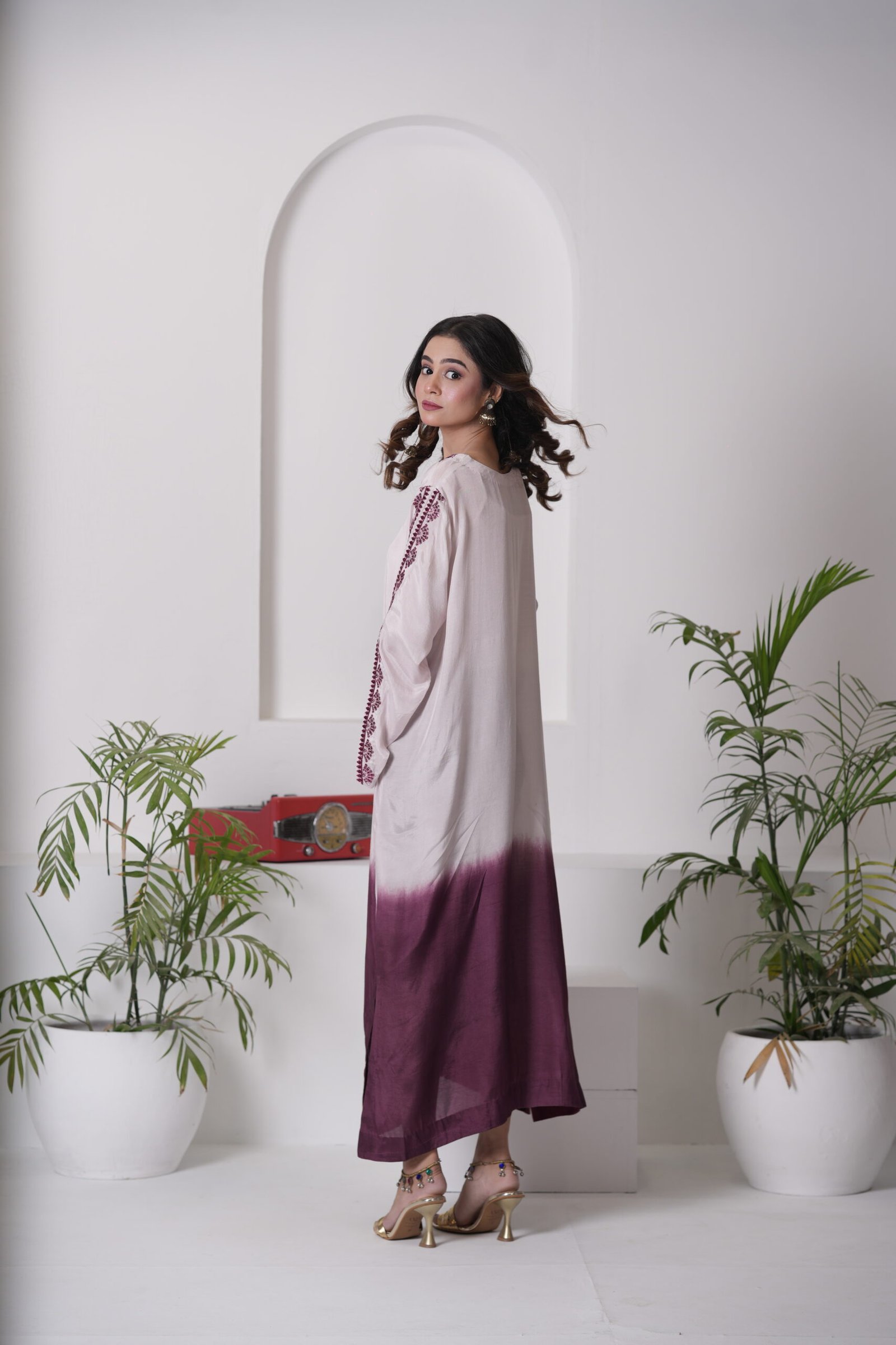 Kaftan Phantom Cotton Silk Dress for Women – Two Tone Ombre Designer One Piece Outfit | Sadia Seema - Image 10