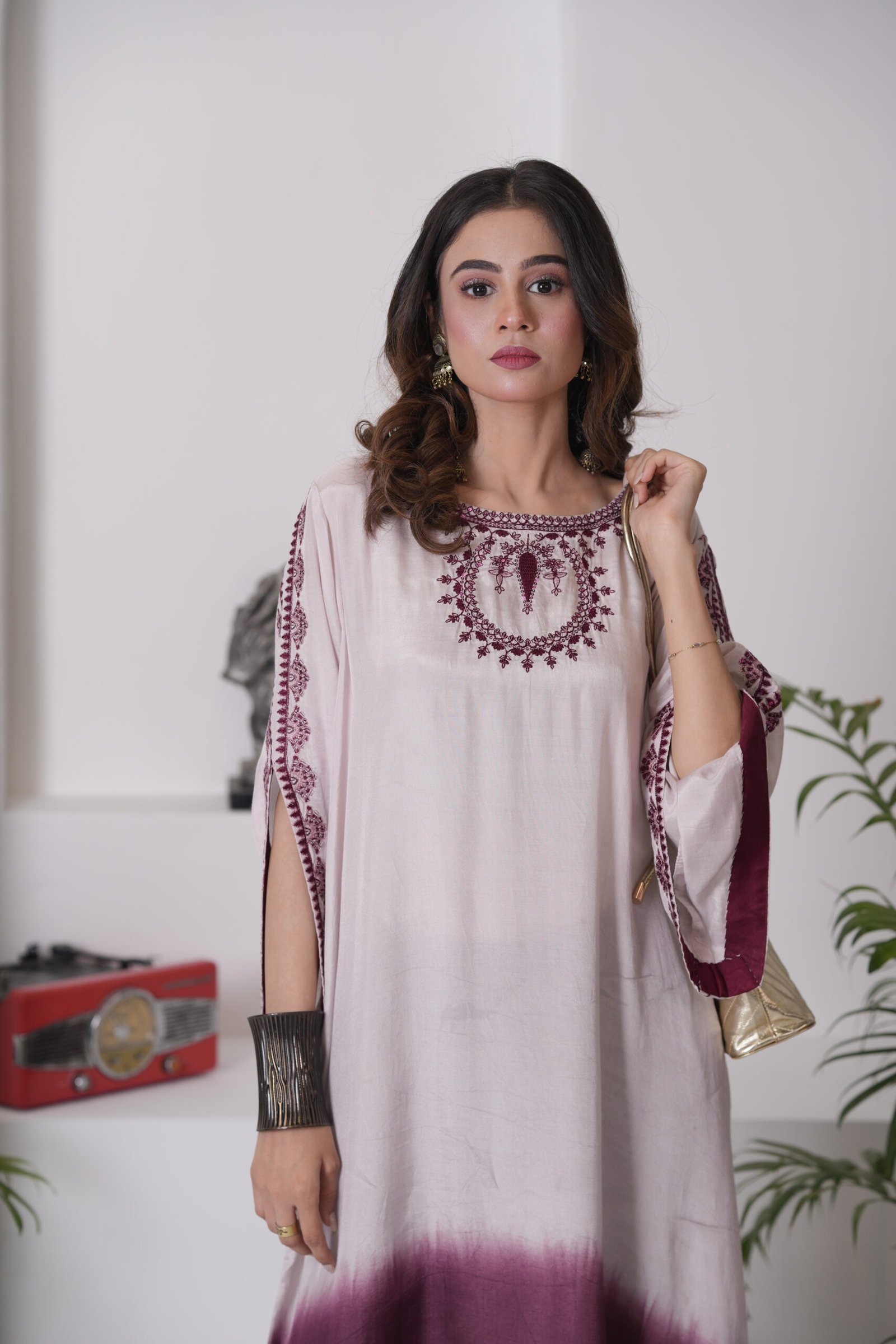 Kaftan Phantom Cotton Silk Dress for Women – Two Tone Ombre Designer One Piece Outfit | Sadia Seema - Image 9