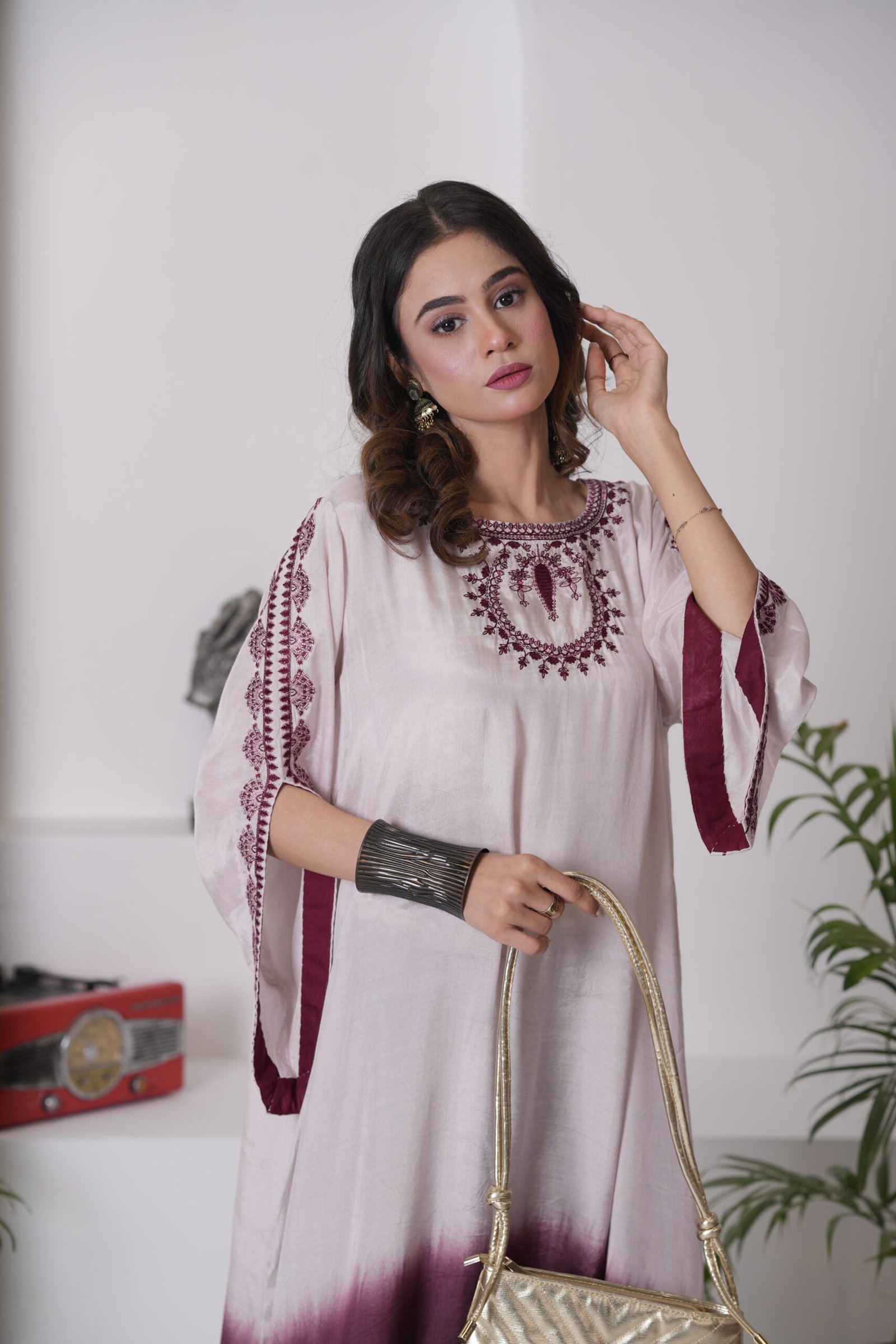 Kaftan Phantom Cotton Silk Dress for Women – Two Tone Ombre Designer One Piece Outfit | Sadia Seema - Image 8