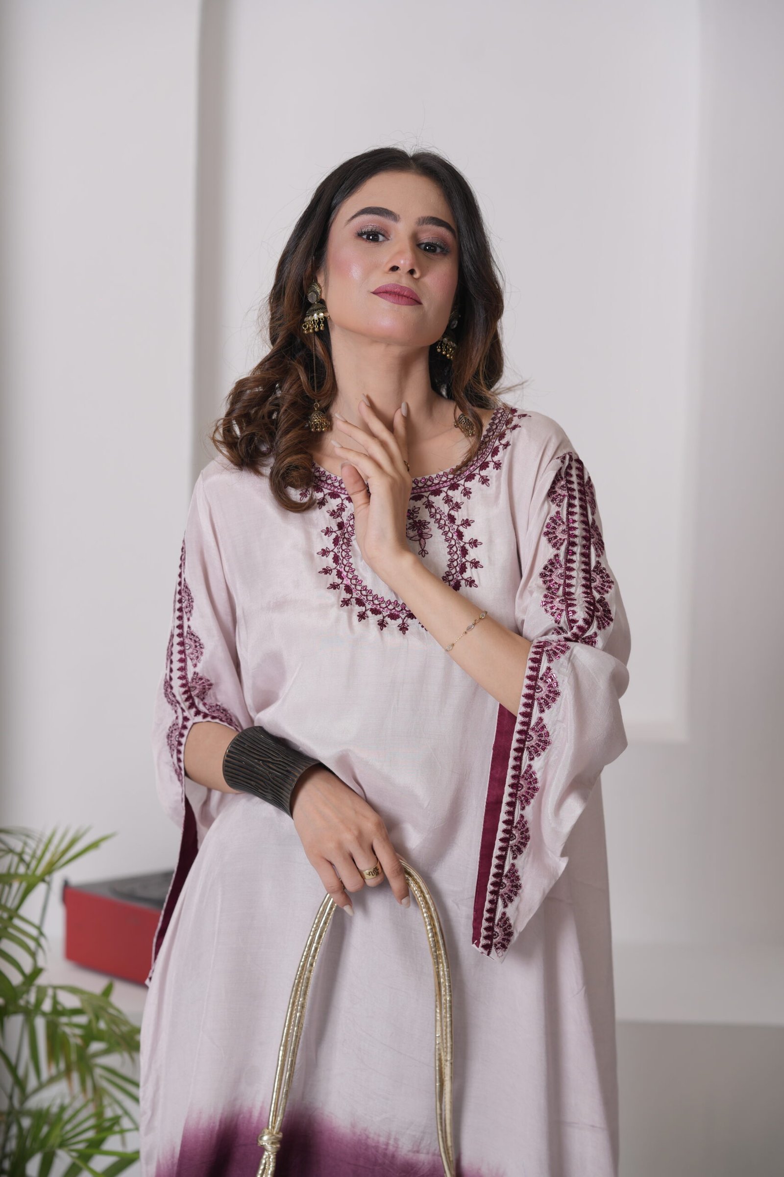 Kaftan Phantom Cotton Silk Dress for Women – Two Tone Ombre Designer One Piece Outfit | Sadia Seema - Image 7