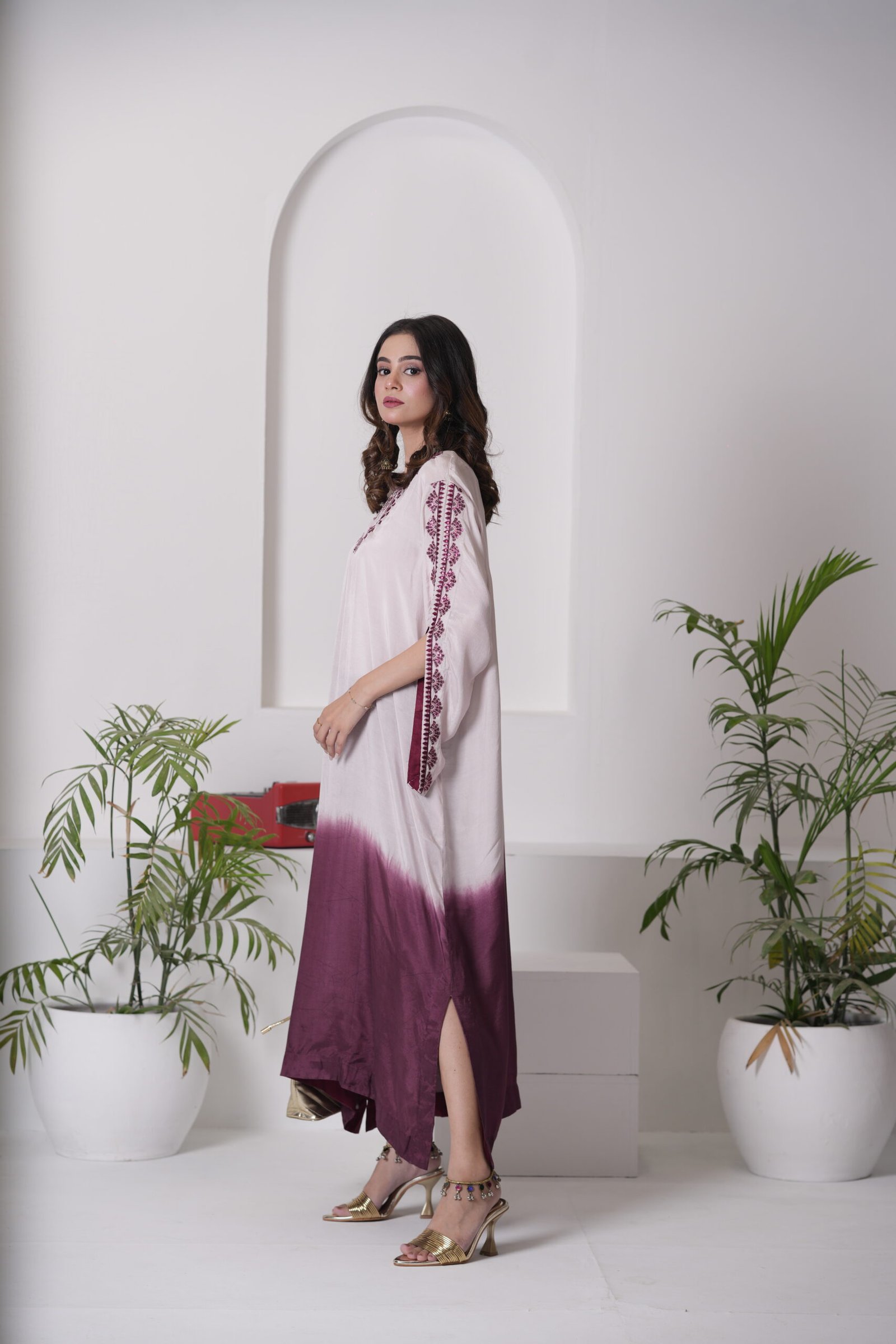 Kaftan Phantom Cotton Silk Dress for Women – Two Tone Ombre Designer One Piece Outfit | Sadia Seema - Image 6