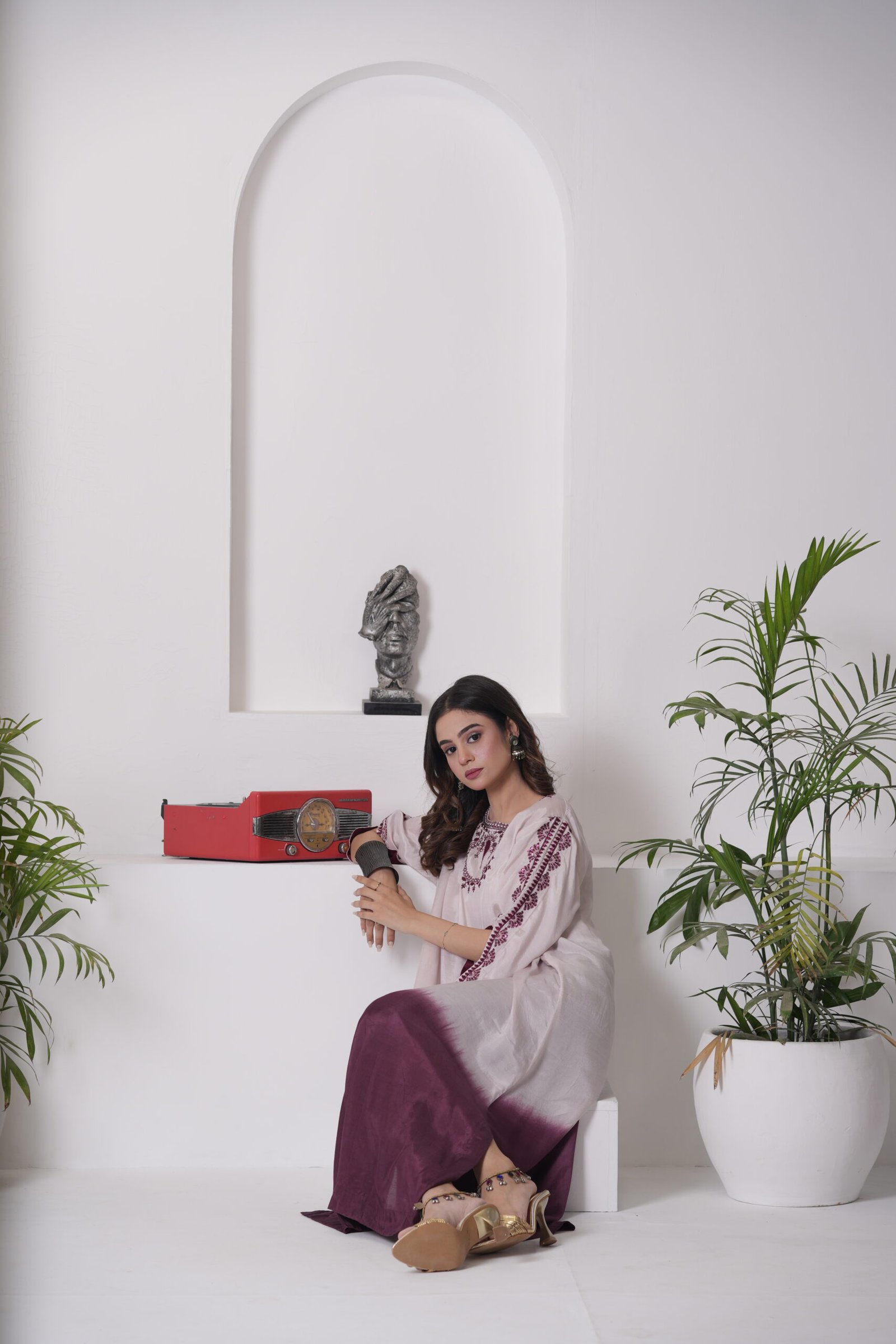 Kaftan Phantom Cotton Silk Dress for Women – Two Tone Ombre Designer One Piece Outfit | Sadia Seema - Image 3