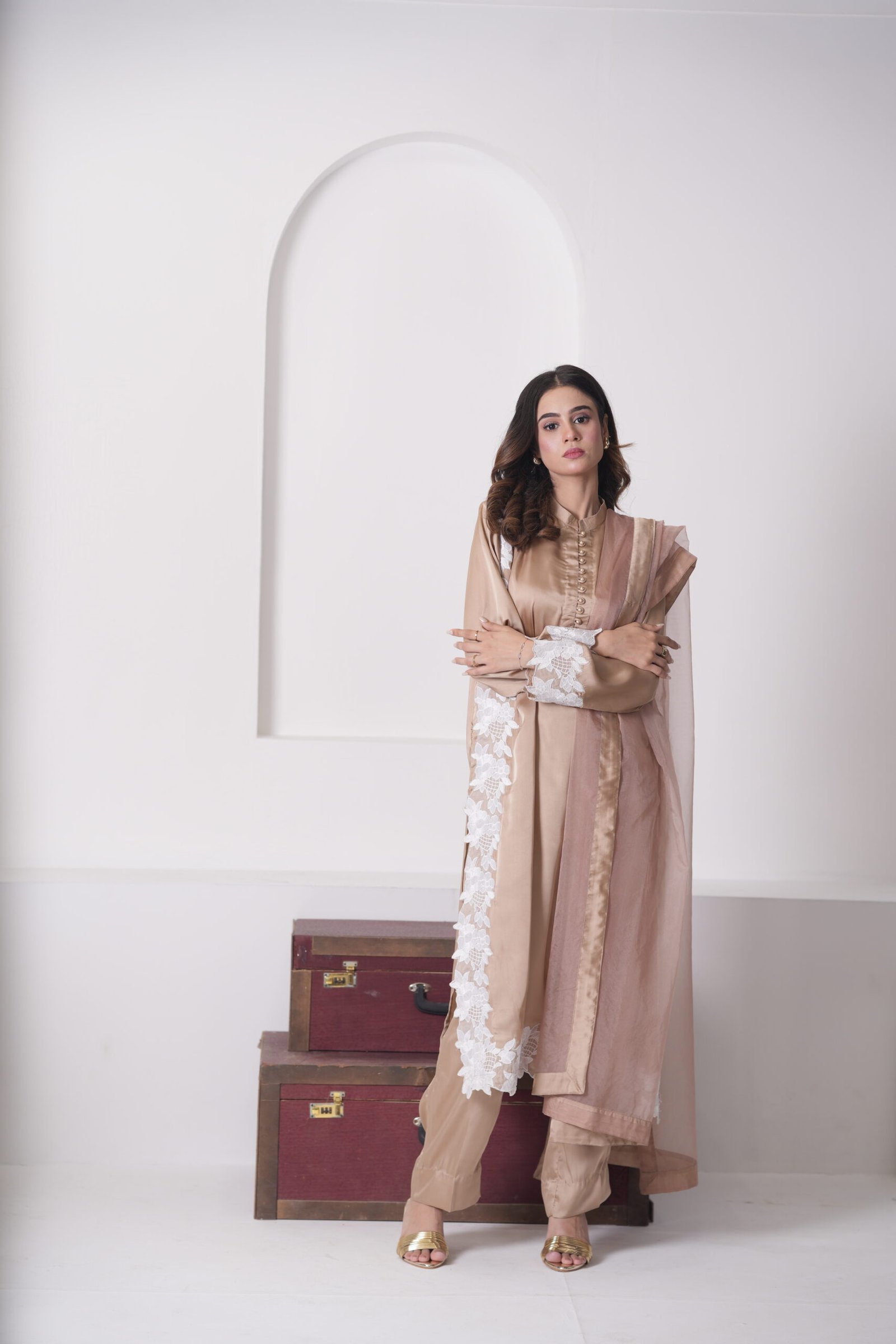 Silk Suede Embroidered 3 Piece Suit for Women – Luxury Pakistani Designer Dress | Sadia Seema - Image 2