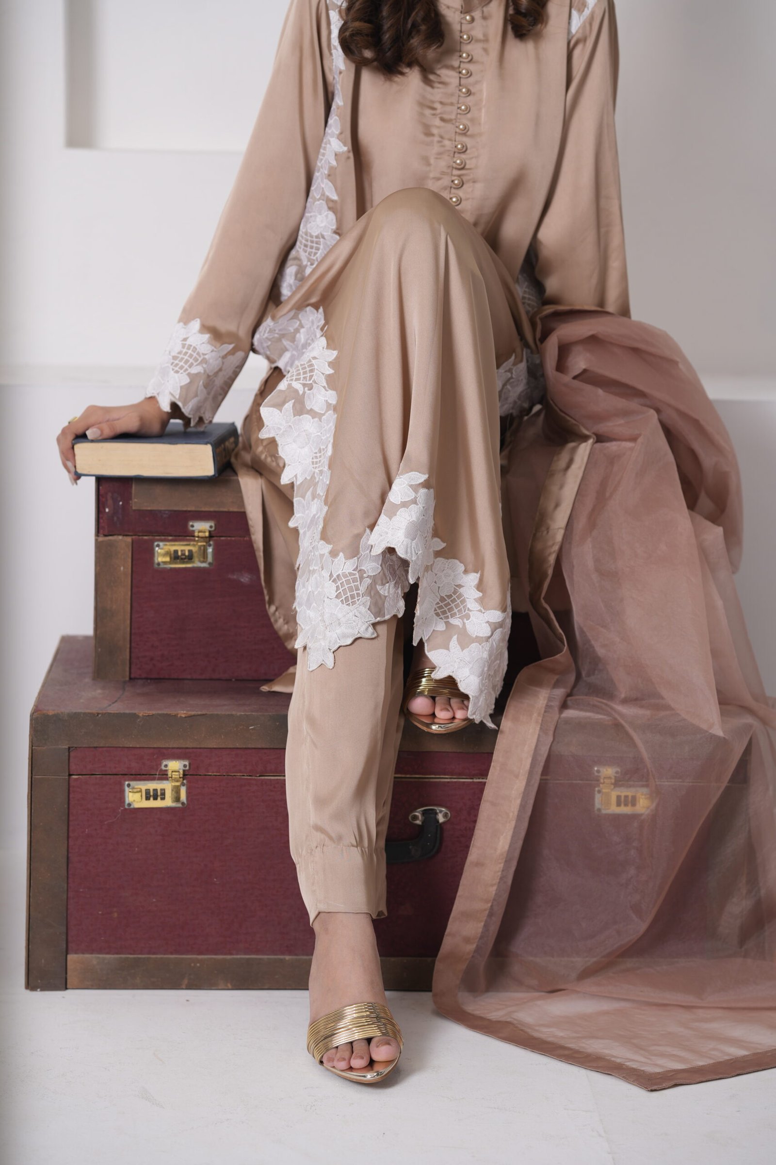 Silk Suede Embroidered 3 Piece Suit for Women – Luxury Pakistani Designer Dress | Sadia Seema - Image 8
