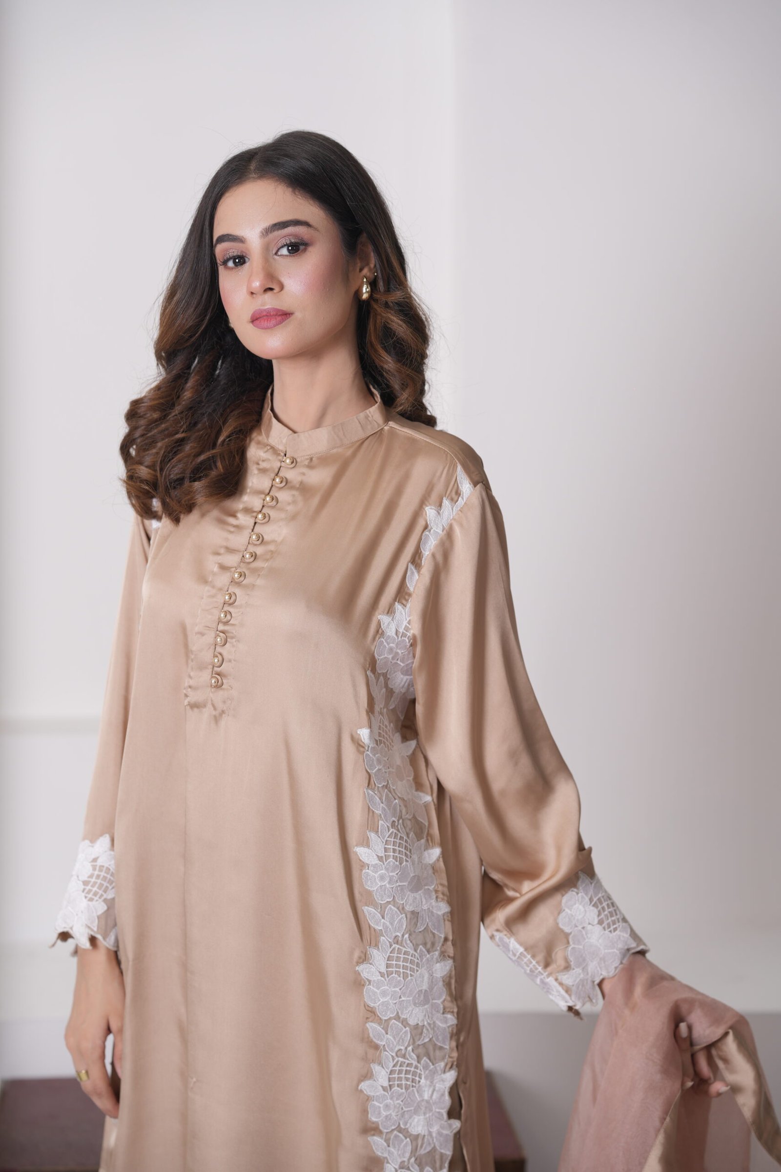 Silk Suede Embroidered 3 Piece Suit for Women – Luxury Pakistani Designer Dress | Sadia Seema - Image 5