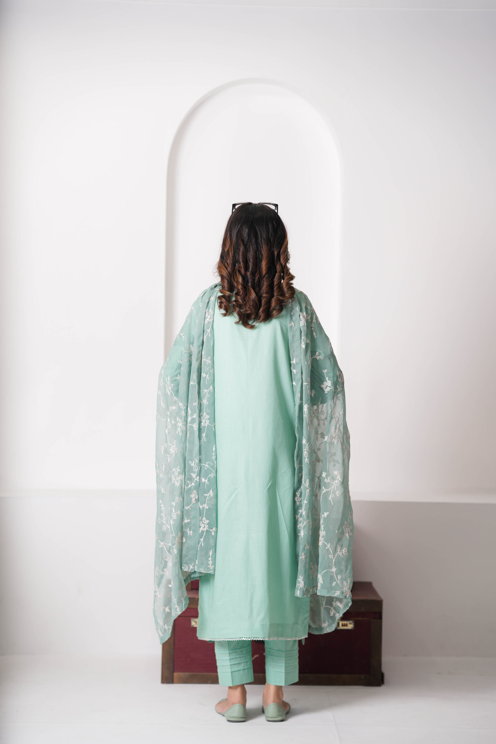 Lean Green Cotton Embroidered 3 Piece Suit for Women – Elegant Pakistani Designer Dress | Sadia Seema - Image 13