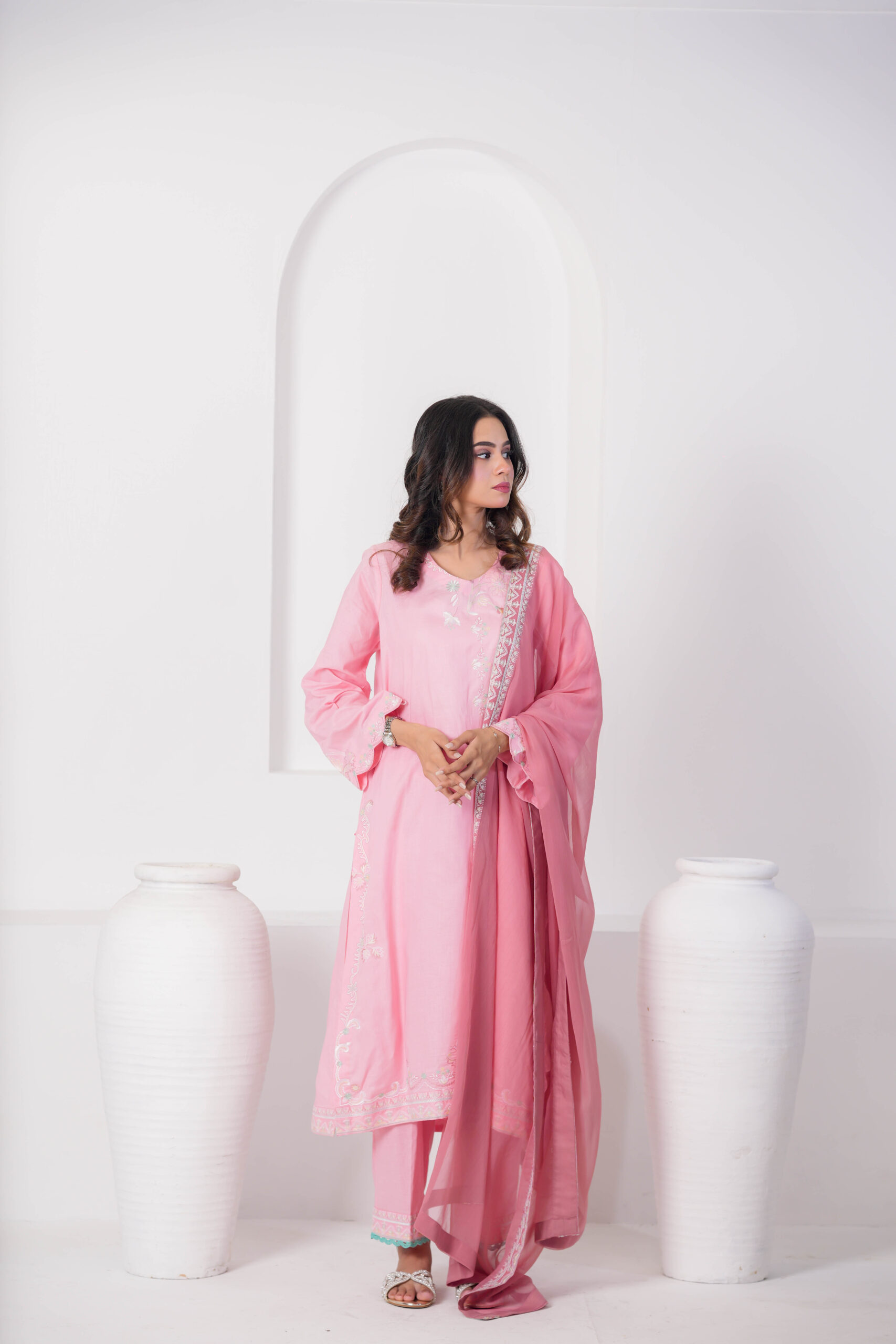 Salmon Peach Cotton Embroidered 3 Piece Suit for Women – Elegant Pakistani Designer Dress | Sadia Seema - Image 2