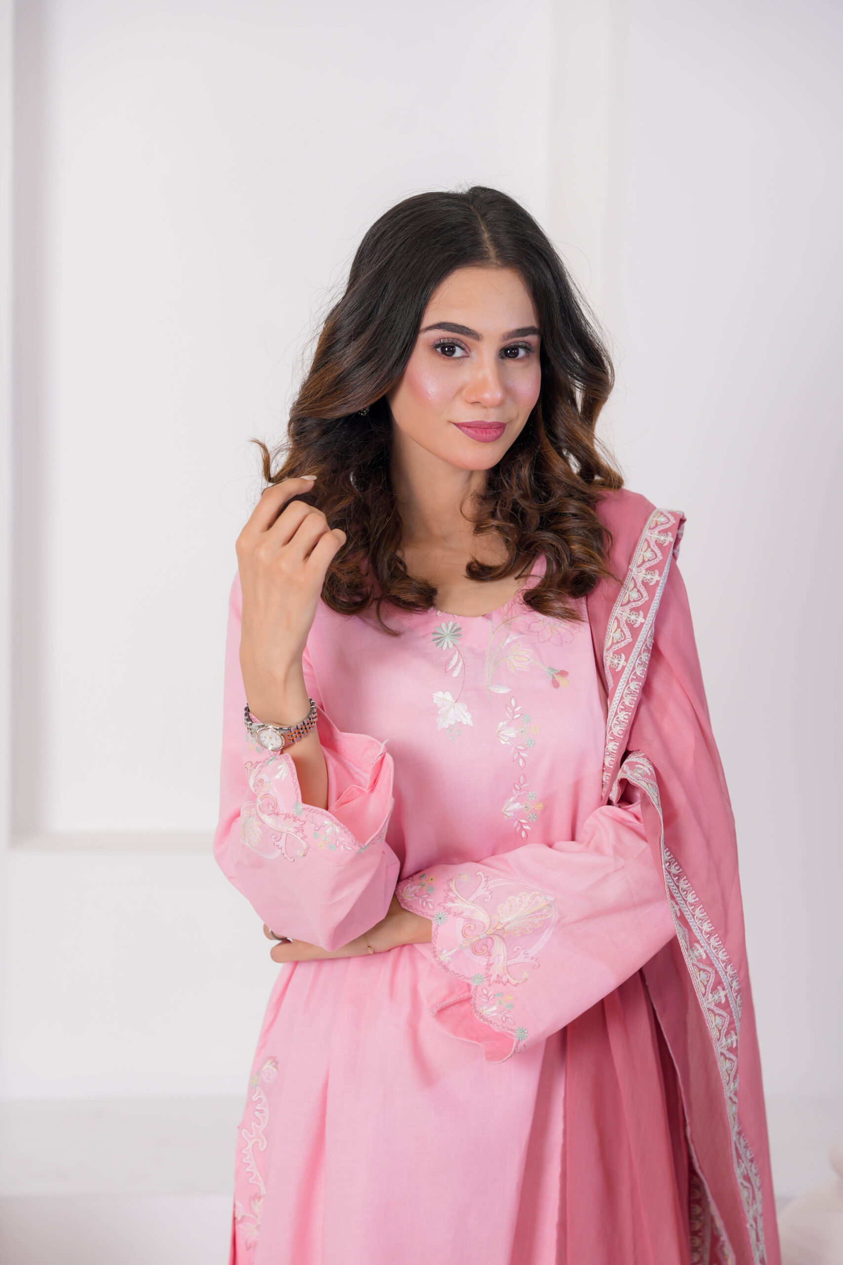 Salmon Peach Cotton Embroidered 3 Piece Suit for Women – Elegant Pakistani Designer Dress | Sadia Seema - Image 14