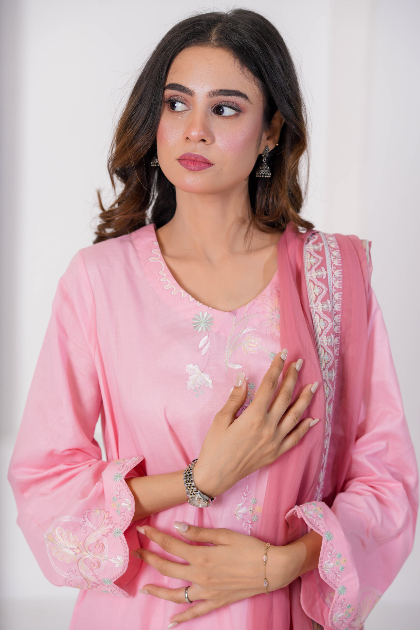 Salmon Peach Cotton Embroidered 3 Piece Suit for Women – Elegant Pakistani Designer Dress | Sadia Seema - Image 10