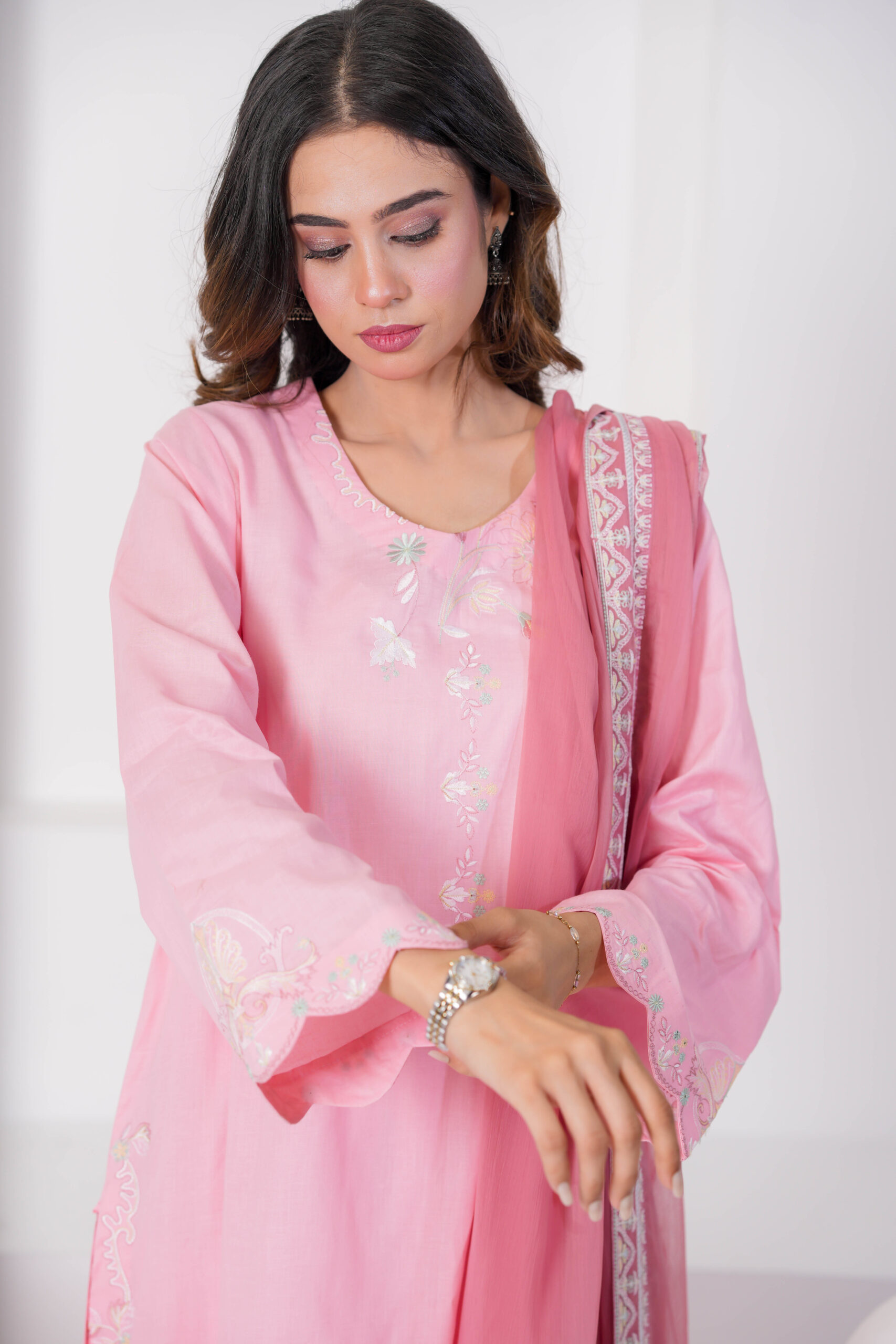 Salmon Peach Cotton Embroidered 3 Piece Suit for Women – Elegant Pakistani Designer Dress | Sadia Seema - Image 9