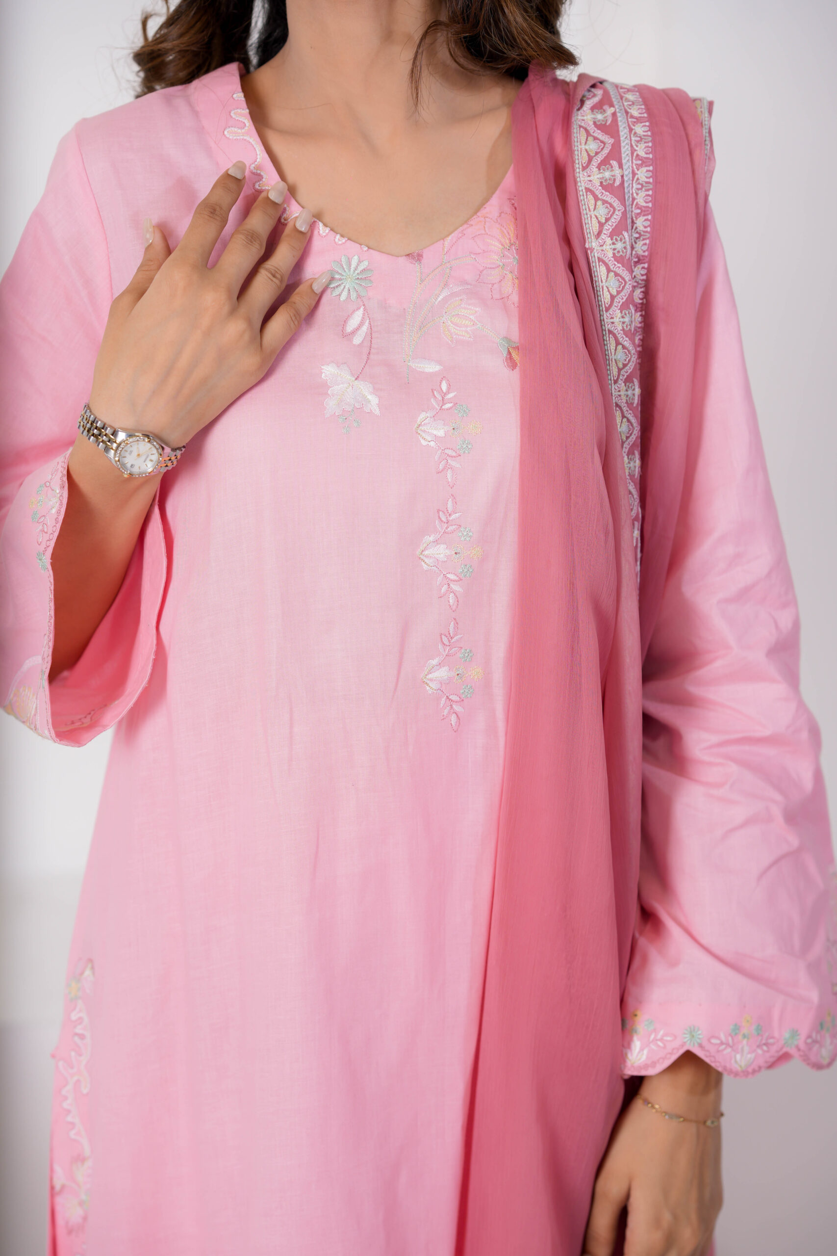 Salmon Peach Cotton Embroidered 3 Piece Suit for Women – Elegant Pakistani Designer Dress | Sadia Seema - Image 7