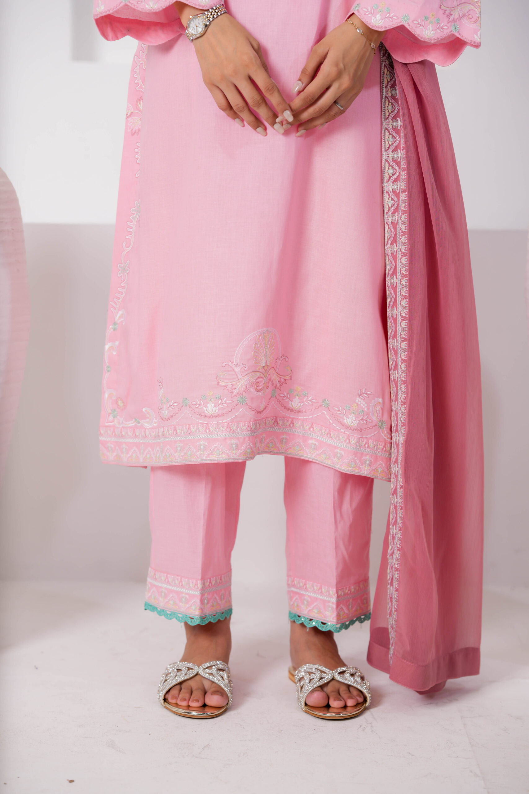 Salmon Peach Cotton Embroidered 3 Piece Suit for Women – Elegant Pakistani Designer Dress | Sadia Seema - Image 6
