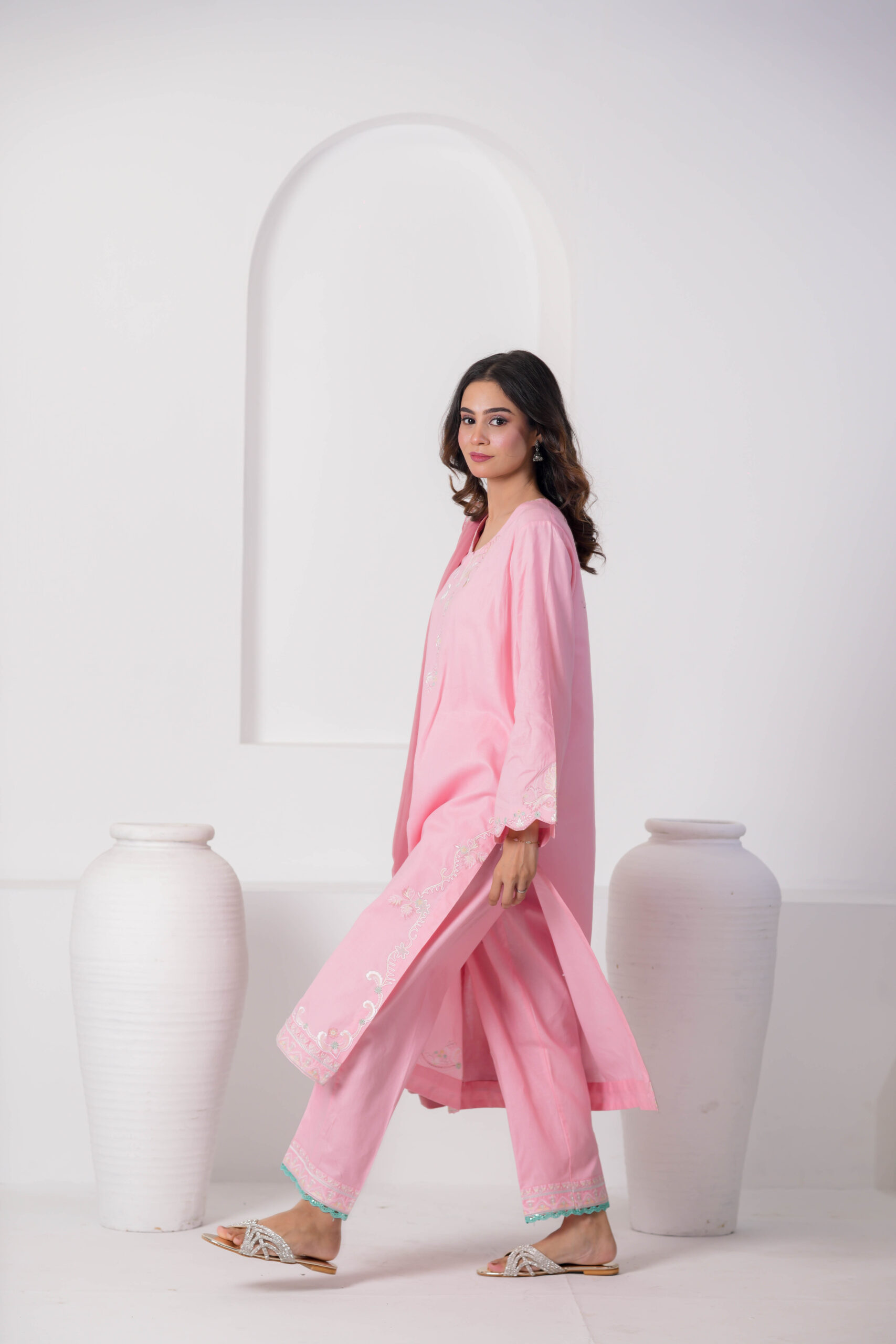 Salmon Peach Cotton Embroidered 3 Piece Suit for Women – Elegant Pakistani Designer Dress | Sadia Seema - Image 3