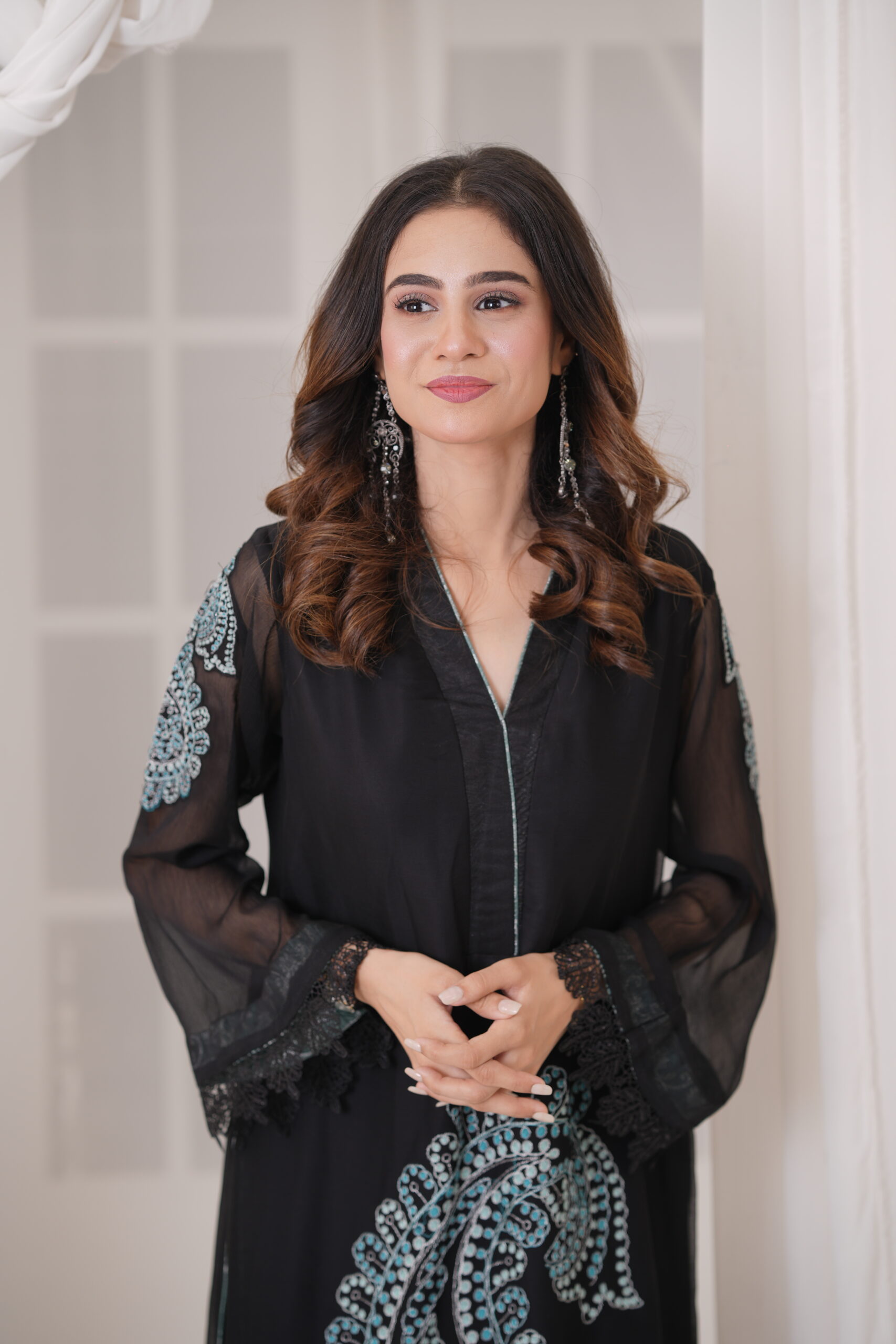 Rich Black Chiffon Embroidered 3 Piece Suit for Women – Luxury Pakistani Designer Dress | Sadia Seema - Image 9