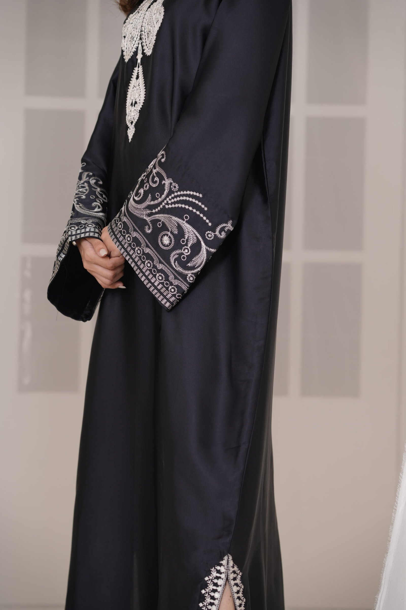 Midnight Kaftan Silk Dress for Women – Elegant Black Designer Kaftan Outfit | Sadia Seema - Image 20
